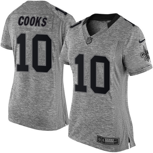 Women's Elite Brandin Cooks Nike Jersey Gray - #10 Gridiron NFL New Orleans Saints